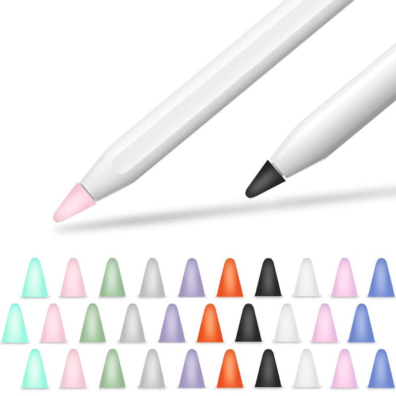 YINVA Cover for Apple Pencil Tips, Silicone Nib Mute Cap Accessories for Apple Pencil Pro/ 1st/ 2nd Gen/USB-C Pen Tip(30 PCS,10 Colors) - Image 1