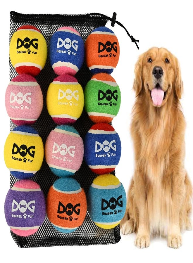 INSUM Squeaky Balls for Dogs, Squeaky Dog Toys Balls for Fetch, Funny Puppy Chew Toys, Built-in Squeaker, Idea for Doggie Birthday Gift, Large - 12 Pack - Image 1