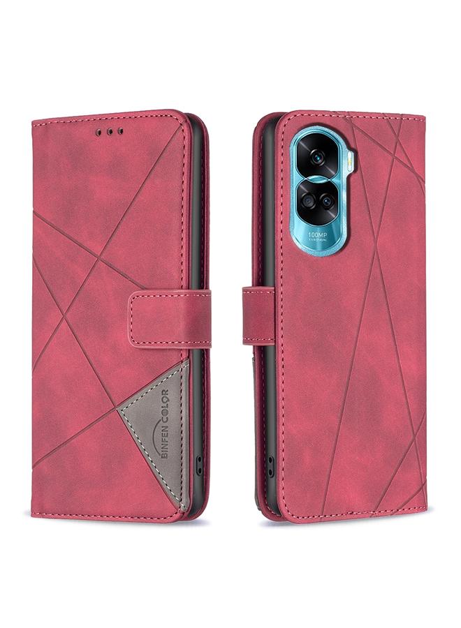 S-TOP Case For Honor 90 Lite/X50i Magnetic Buckle Rhombus Texture Leather Phone Case - Image 1