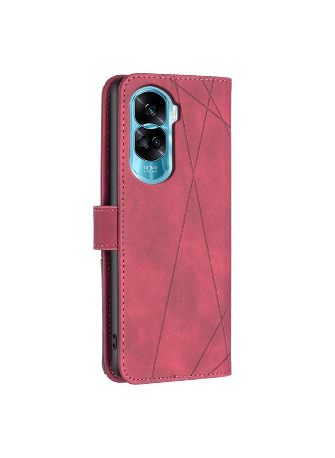 S-TOP Case For Honor 90 Lite/X50i Magnetic Buckle Rhombus Texture Leather Phone Case - Image 3