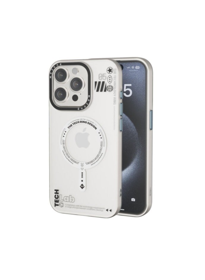 Mezone - Tech iPhone 14 Pro Max Matte MagSafe Case, Shockproof & Anti-Yellowing Phone Case Reinforced Corners with Airguard, White - Image 1