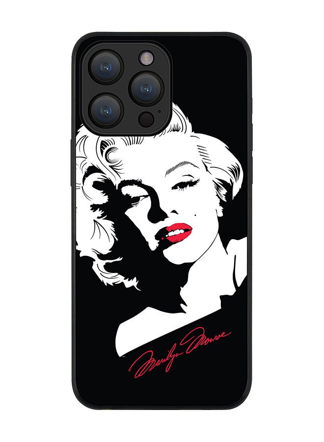 Stylizedd Cover for iPhone 15 Pro Case Rugged Black Slim fit Soft Flexible Anti Drop TPU Gel Thin Protective Phone Cases - Marilyn Monroe - Image 1