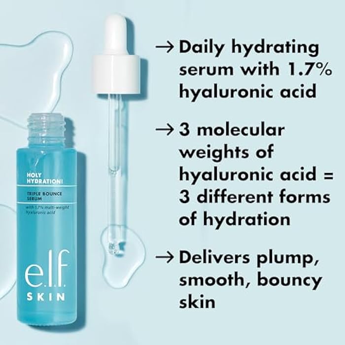 elf e.l.f. SKIN Holy Hydration! Triple Bounce Serum, 1.7% Hyaluronic Acid Serum For Plump, Bouncy Skin, Moisturizing & Hydrating, Vegan & Cruelty-Free - Image 4