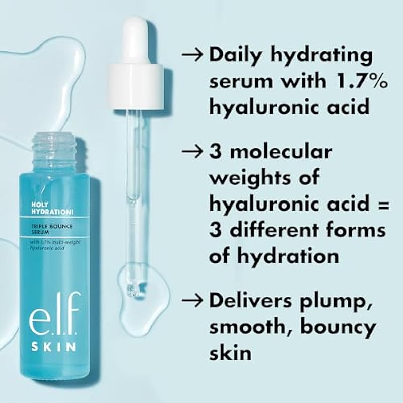 elf e.l.f. SKIN Holy Hydration! Triple Bounce Serum, 1.7% Hyaluronic Acid Serum For Plump, Bouncy Skin, Great For Hydrating Dry Skin, Vegan & Cruelty-Free - Image 4