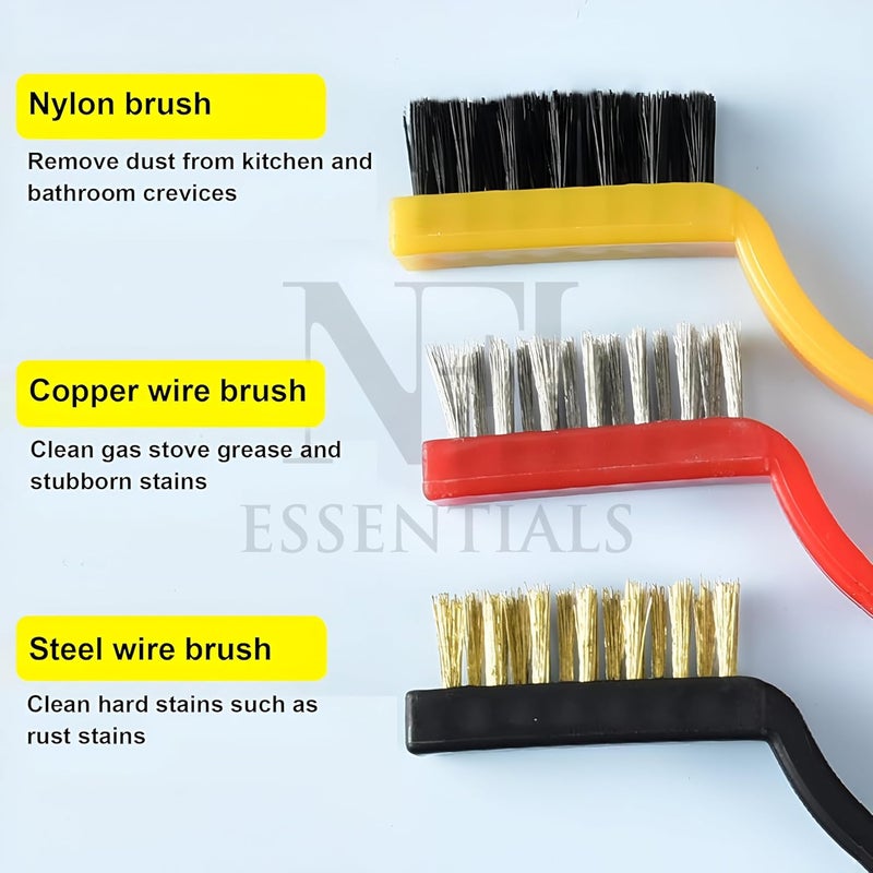NFI essentials 5 Pcs. Gas Cleaning Brush & Scraper, Wire Brush, Stainless Steel, Brass, Nylon Kitchen Brush, Gas Stove Cleaning Brush - Image 4