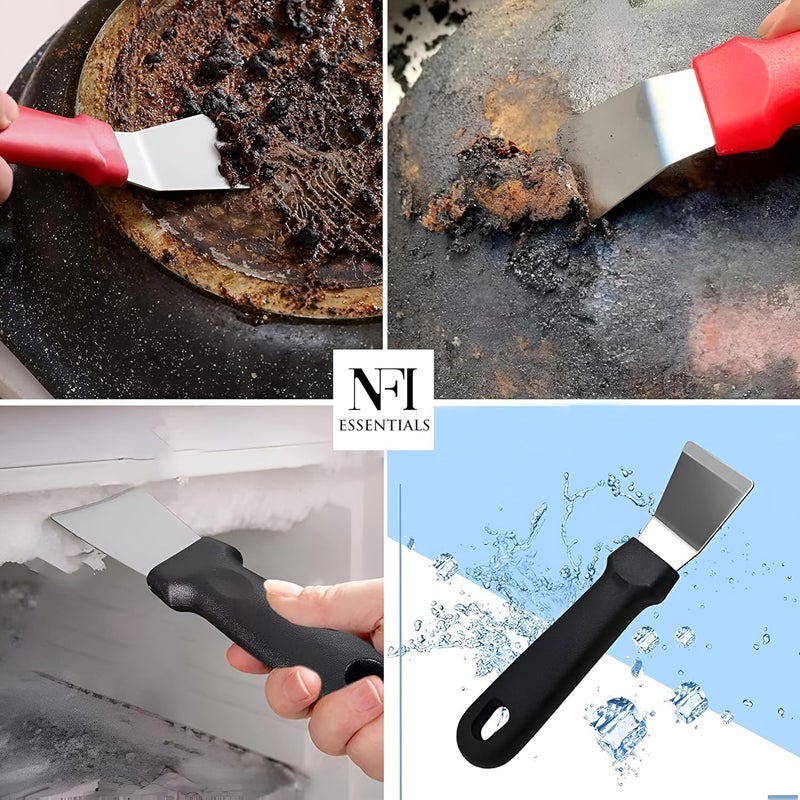 NFI essentials 5 Pcs. Gas Cleaning Brush & Scraper, Wire Brush, Stainless Steel, Brass, Nylon Kitchen Brush, Gas Stove Cleaning Brush - Image 3