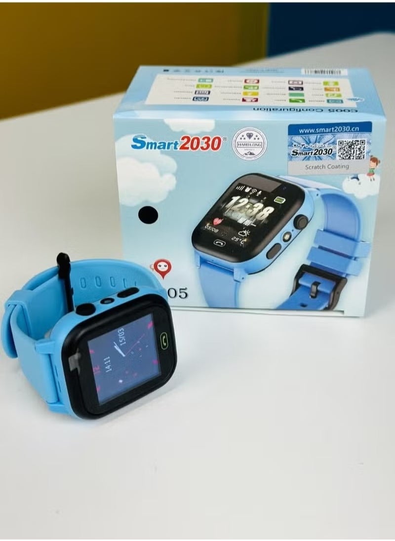 Smart 2030 Kids Smartwatch with Real-Time GPS Tracking – Waterproof, Safe Two-Way Communication, Parental Control App, Activity Monitoring & Fun Educational Games – Durable Blue Design for Boys and Girls – Perfect Gift for Children’s Safety & Learning  - Image 1