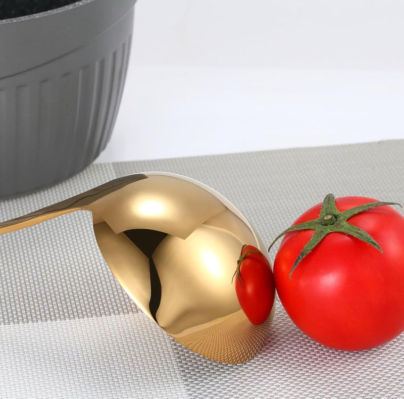 Mafier 4.Oz 18/10 Stainless Steel Kitchen Ladle Cooking Utensils with 11.8-Inch Handle,Heavy Duty Serving Large Soup Spoon,Dishwasher Safe(Gold) - Image 4