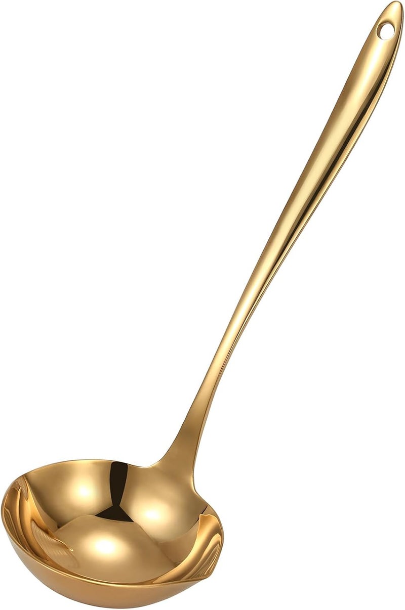 Mafier 4.Oz 18/10 Stainless Steel Kitchen Ladle Cooking Utensils with 11.8-Inch Handle,Heavy Duty Serving Large Soup Spoon,Dishwasher Safe(Gold) - Image 1