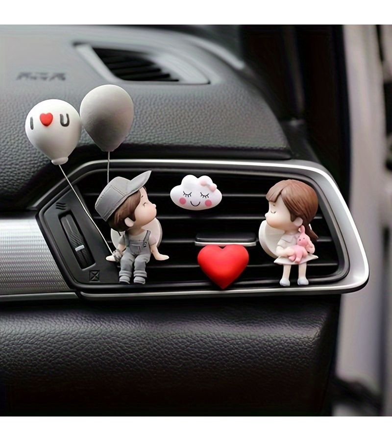 Couple Cartoon Design Car Air Vent Clips 4pcs Lasting Creative Aroma Decor - Image 1