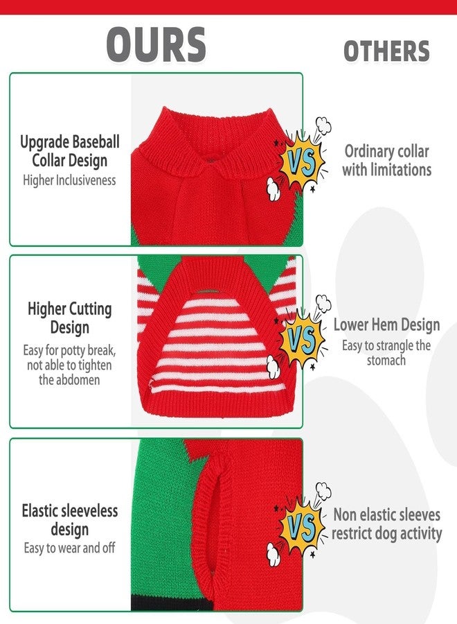 KOOLTAIL Dog Christmas Sweater Winter Clothes - Knitwear Soft Santa Claus Shirt for Cold Weather, Fleece Pet Sweatshirt Pullover Jumper Outfit for Small Medium Large Dogs Puppy Cats Girls Boys Red S - Image 5
