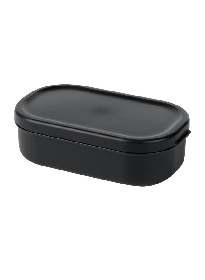 Restaurantware Bento Tek 3.7 x 2.2 x 1.1 Inch Sauce Containers, 4 Black Dipping Sauce Cups With Lids - With Black Lid, Microwavable, Plastic Small Lunchbox Containers, Freezable, Dishwashable - Image 1