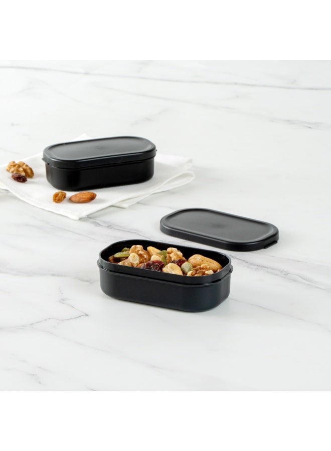 Restaurantware Bento Tek 3.7 x 2.2 x 1.1 Inch Sauce Containers, 4 Black Dipping Sauce Cups With Lids - With Black Lid, Microwavable, Plastic Small Lunchbox Containers, Freezable, Dishwashable - Image 4