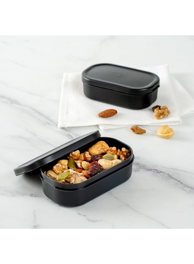 Restaurantware Bento Tek 3.7 x 2.2 x 1.1 Inch Sauce Containers, 4 Black Dipping Sauce Cups With Lids - With Black Lid, Microwavable, Plastic Small Lunchbox Containers, Freezable, Dishwashable - Image 3