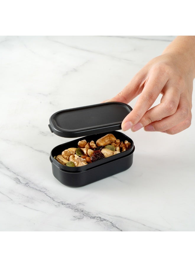 Restaurantware Bento Tek 3.7 x 2.2 x 1.1 Inch Sauce Containers, 4 Black Dipping Sauce Cups With Lids - With Black Lid, Microwavable, Plastic Small Lunchbox Containers, Freezable, Dishwashable - Image 5