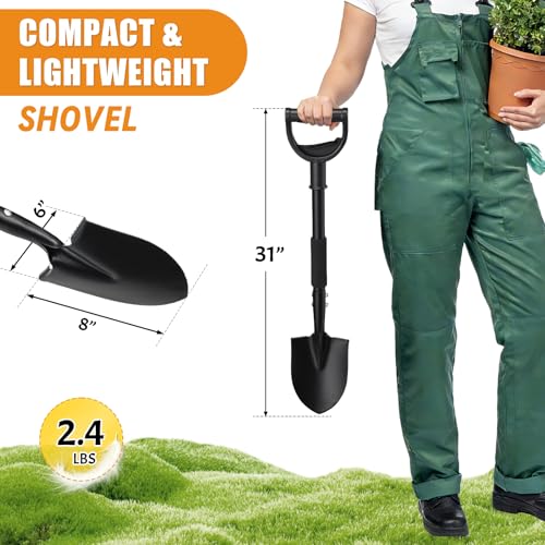 UIABOPZ Garden Shovels for Digging, 31 Inch Small Shovel, Heavy Duty Metal Digging Shovel with D-Handle Grip, Short Kids Shovels for Digging, Mini Spade Shovel for Gardening, Camping, Beach, Car, Snow Removal - Image 2