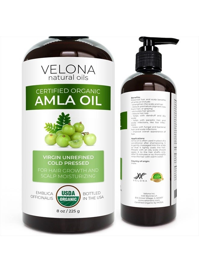 velona Amla Oil USDA Certified Organic - 8 oz | 100% Pure and Natural Carrier Oil | Extra Virgin, Unrefined, Cold Pressed | Hair Growth, Body, Face & Skin Care | Use Today - Enjoy Results… - Image 1