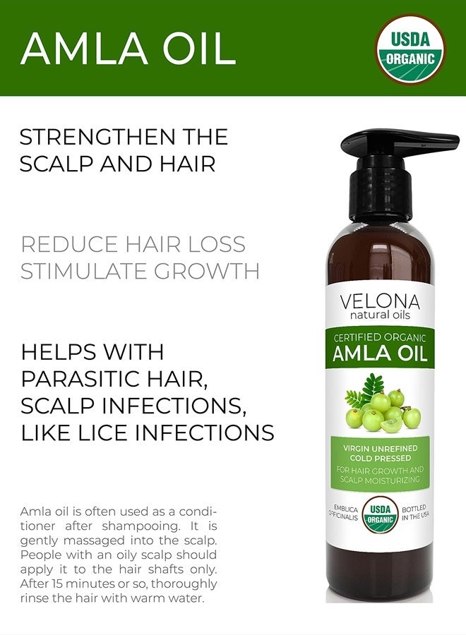 velona Amla Oil USDA Certified Organic - 8 oz | 100% Pure and Natural Carrier Oil | Extra Virgin, Unrefined, Cold Pressed | Hair Growth, Body, Face & Skin Care | Use Today - Enjoy Results… - Image 2
