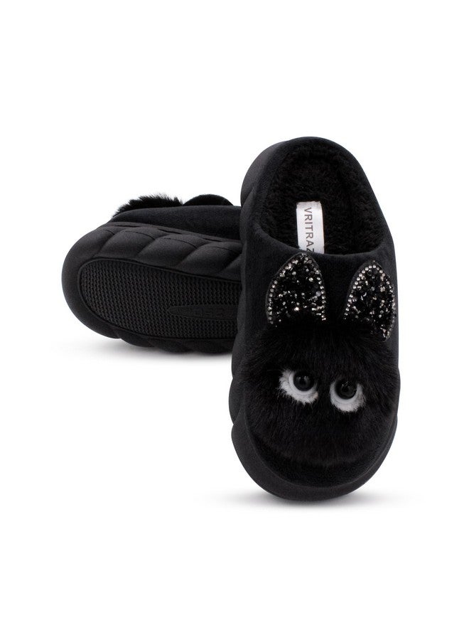VRITRAZ Indoor Slipper, Comfort Slip On Closed Toe Warm Winter House Clog (Black, UK-6) - Image 2