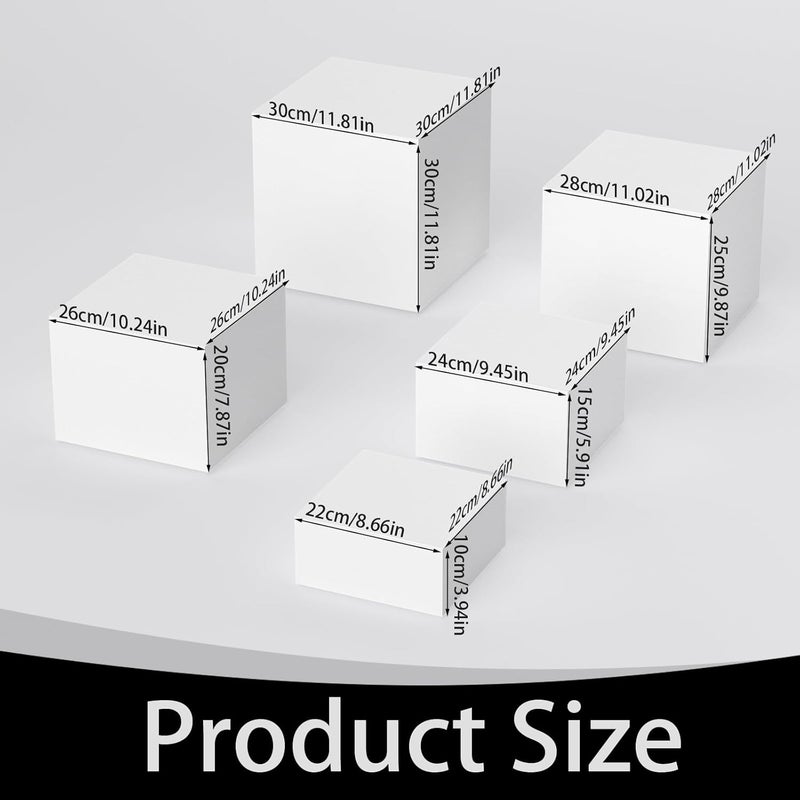 TPGP LUOBAO White Acrylic Food Risers - 5-Sided Buffet Display Stands for Events - Image 2