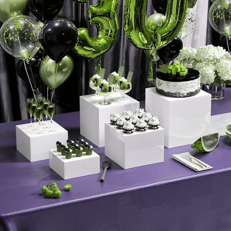 TPGP LUOBAO White Acrylic Food Risers - 5-Sided Buffet Display Stands for Events - Image 5