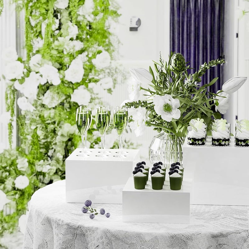 TPGP LUOBAO White Acrylic Food Risers - 5-Sided Buffet Display Stands for Events - Image 4