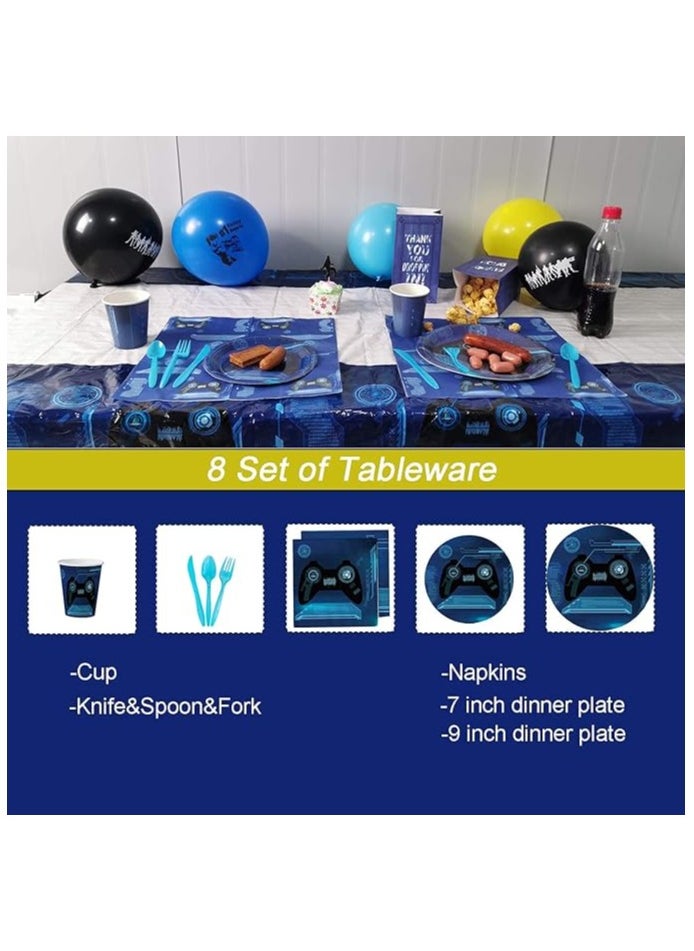 Generic - 86 Pieces Fortnite Birthday Party Supplies, Video Game Theme Party Decoration Set with Ballons and Tableware - Image 1