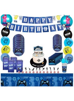86 Pieces Fortnite Birthday Party Supplies, Video Game Theme Party Decoration Set with Ballons and Tableware
