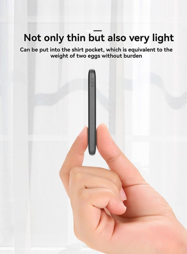 20000mah Large Capacity Power Bank Ultra-thin Anti Slip Design Portable Power Bank (Black) - Image 2
