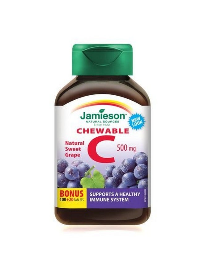 Jamieson Vitamin C Chew 500Mg Grape Bonus100+20 Tabs Brand: Laboratories  - Image 1