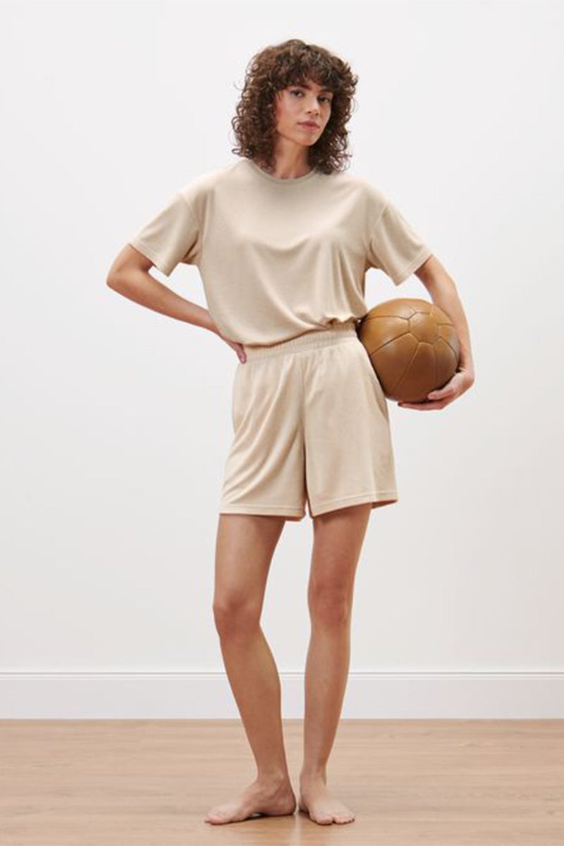 Tchibo Women Sportswear Fit Training Shorts, Beige - Image 1