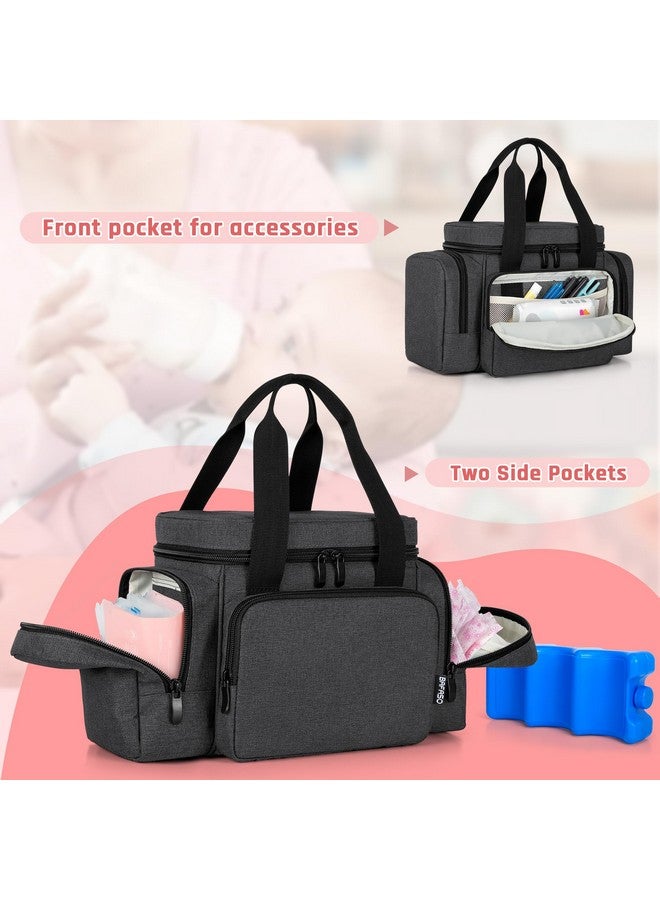 BAFASO Breastmilk Cooler Bag With Ice Pack And Waterproof Pad (Fits 6 Bottles 4 To 5 Ounce) Breastmilk Cooler With Multiple Pockets Black  - Image 3