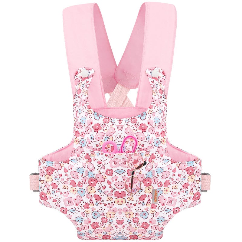 GAGAKU GAGAKU Baby Doll Carrier Stuffed Animal Carrier for Girls Doll Accessory Adjustable Straps for 12 to 20 inch Reborn Baby Dolls - Pink Flowers  - Image 1