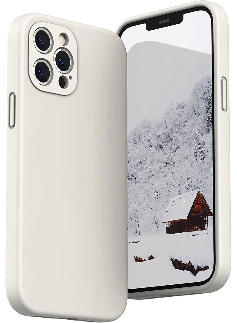 Theodor Protective Ultra Slim Fit Case Liquid Silicone Gel Cover with Full Body Protection Anti-Scratch Shockproof Case For iPhone 12 PRO MAX LIQUID SILICON Off White - Image 1