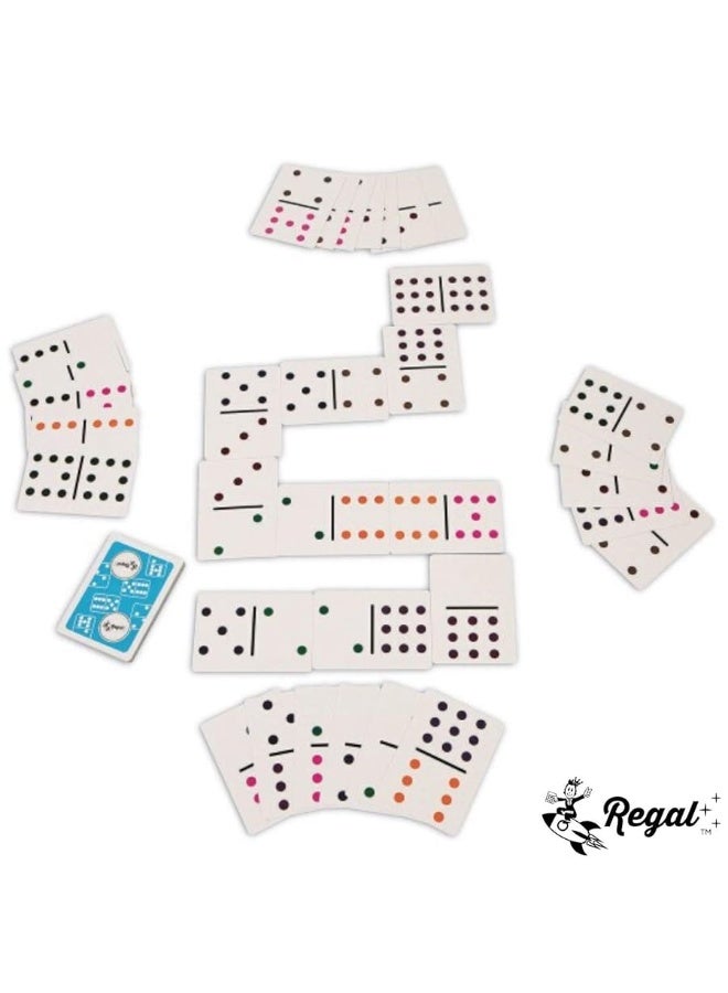 Regal Games ألعاب ريجال - بطاقات دومينو مزدوجة 9 - مجموعة نقاط ملونة - لعبة بطاقات دومينو مناسبة للعائلة - 2-8 لاعبين - للأعمار 8+ - مجموعة بطاقات 55 - 3.5 بوصة × 2.5 بوصة - Image 1