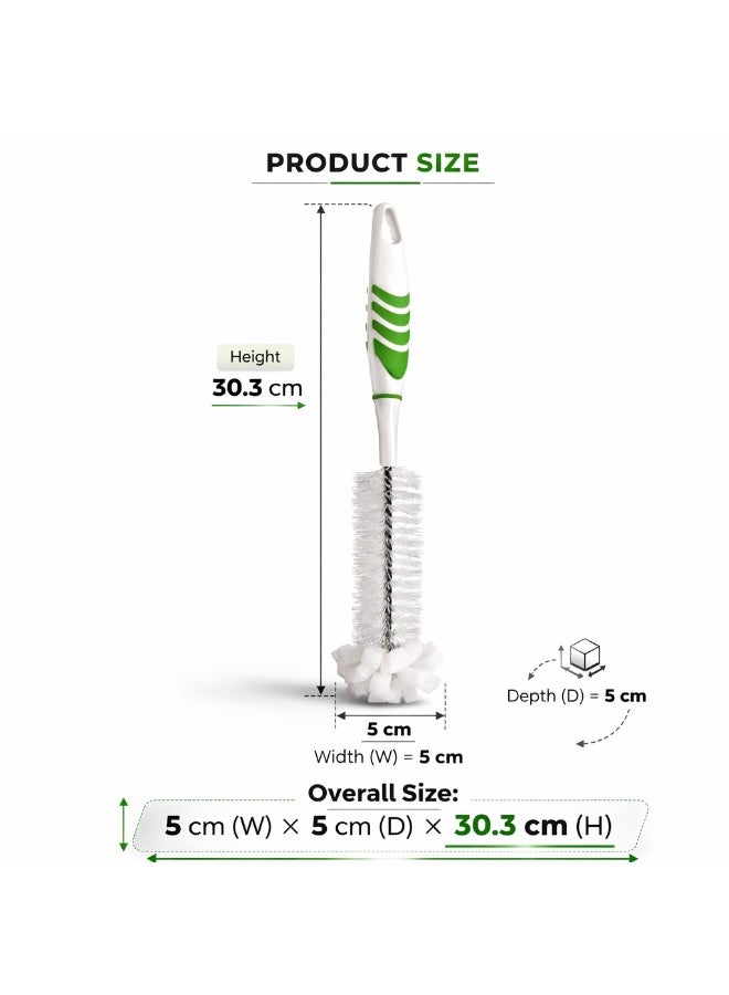 تيتيز فرشاة تنظيف رضاعات للأطفال بطرف إسفنجي ومقبض مانع للانزلاق تصميم 2 في 1 لتنظيف عميق للرضاعات والأكواب بطول 30.3 سم (لون أخضر) - Image 4