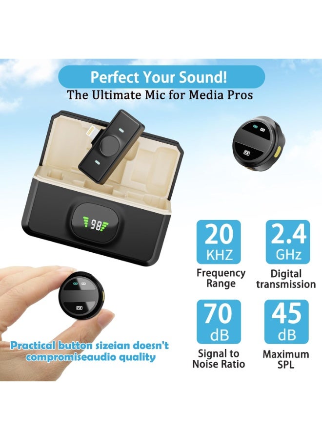 MUNTAQI Noise Reduction Mini Microphone with Charging Case – Wireless Lavalier Mic for iPhone, Android, YouTube, TikTok, Vlogging, Interviews – Portable Clip-On Mic with Smart Noise Cancellation - Image 5