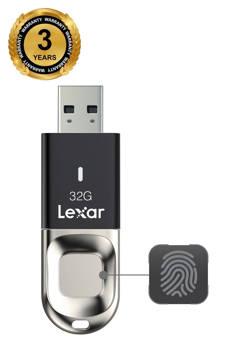 ليكسار ذاكرة Lexar Jumpdrive Fingerprint F35 USB 3.0 سعة 32 جيجابايت - ضمان 10 سنوات - موزع رسمي - Image 1