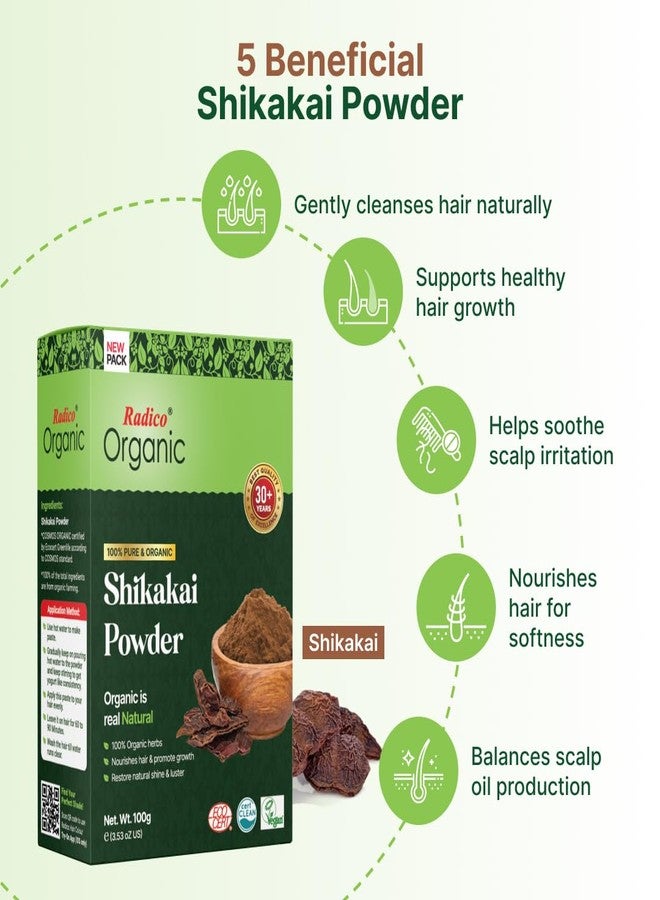 Radico Organic Shikakai Hair Treatment Powder - 100% Organic, 100% Natural Herbs For Soft, Shiny & Healthy Hair, Anti Hair Loss, Repair & Nourish Damaged Hair, Prevents Dandruff & Hair Thinning (100g) - Image 2