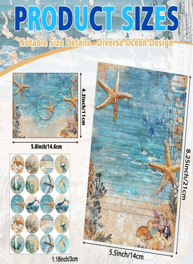 تاوباري مجموعة أوراق قرطاسية من تاوباري مكونة من 160 قطعة، 50 ورقة قرطاسية مزدوجة الجوانب مع 50 ظرفًا متطابقًا و60 ملصقًا دائريًا منقطًا، 10 تصميمات (محيط، 5.5 × 8.25 بوصة). - Image 4