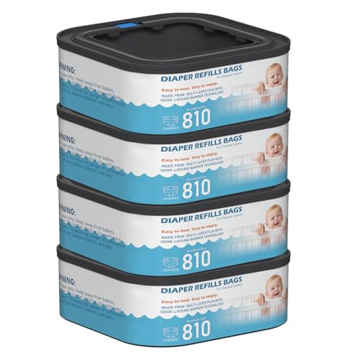 Fununcat Jumbo Square Refills Disposal Bags Refill Compatible with Diaper Genie Classic Compact Premier and Select Pails Hold Up to 810 NewbornSized Diapers Per Refill 4 Packs - Image 1