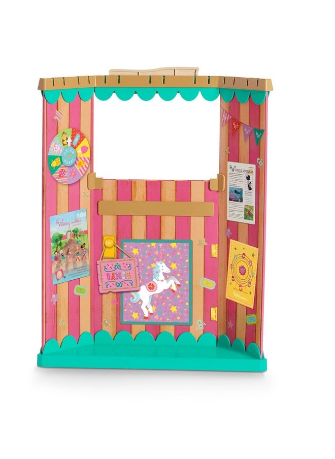 Welliewishers Carnival Games Set For 14.5Inch Dolls With A Carnival Stand, Toss Game Board, Six Colorful Flowerpots, Duck Targets, Two Felt Finger Puppets, Ages 4+