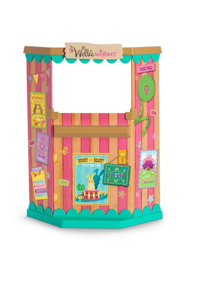 Welliewishers Carnival Games Set For 14.5Inch Dolls With A Carnival Stand, Toss Game Board, Six Colorful Flowerpots, Duck Targets, Two Felt Finger Puppets, Ages 4+