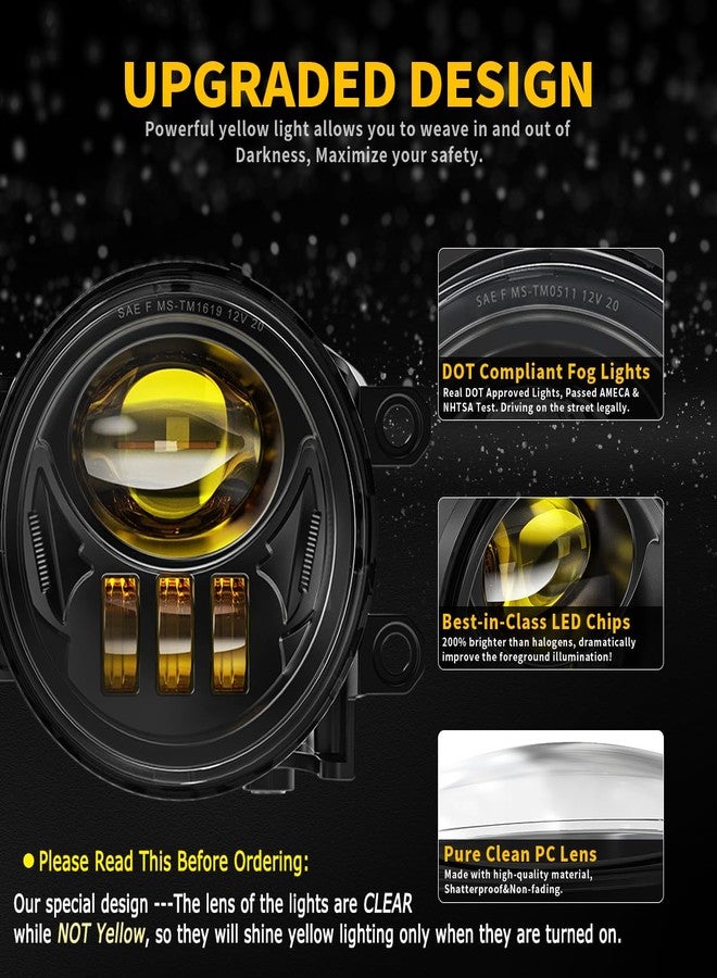 Z-OFFROAD مجموعة مصابيح ضباب LED صفراء من Z-OFFROAD بعدسات شفافة، متوافقة مع موديلات تاكوما (2016-2022)، كامري (2009-2013)، كورولا (2014-2022)، فور رنر (2014-2022)، وتندرا (2014-2019). مصابيح قيادة بديلة بلون كهرماني وأصفر ذهبي للمصد. - Image 2