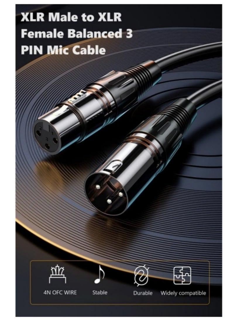 XiaoGiqi XLR Male to Female Microphone Extension Cable – 3 Meters, Black Compatible with PA Systems, Mixers, Amplifiers, Studio Recorders, and Speakers.  - Image 5
