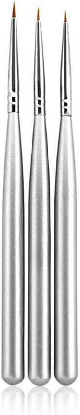 KADS 3pcsset Professional Acrylic Nail Art Brush Set for UV Gel Nail Art Clean Up Nylon Head Wood Handle Silver