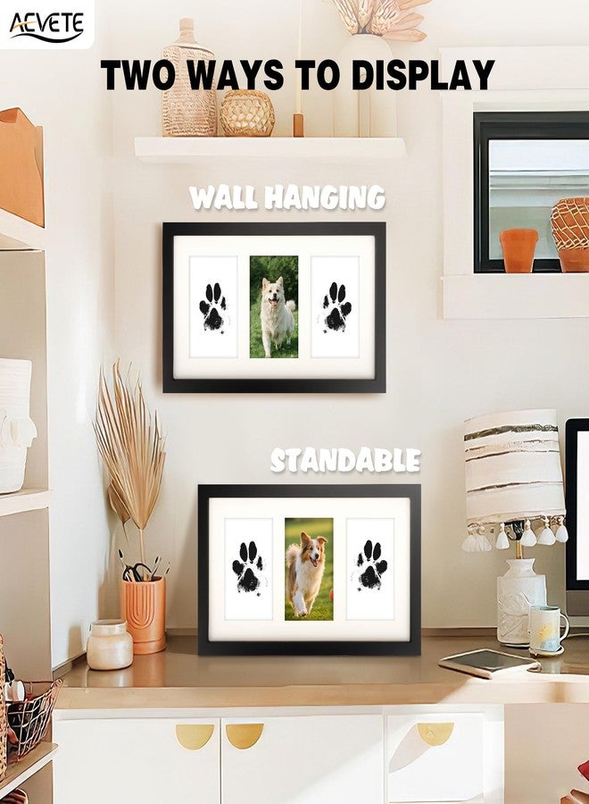AEVETE 8x15 Pet Paw Print Picture Frame Inkless Kit Wooden Pet Memorial Gifts for Tabletop or Wall Display Three 4x6 Photos Black - Image 5