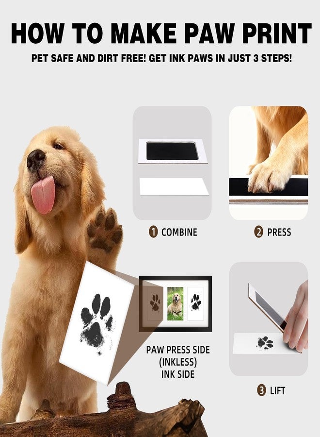 AEVETE 8x15 Pet Paw Print Picture Frame Inkless Kit Wooden Pet Memorial Gifts for Tabletop or Wall Display Three 4x6 Photos Black - Image 3