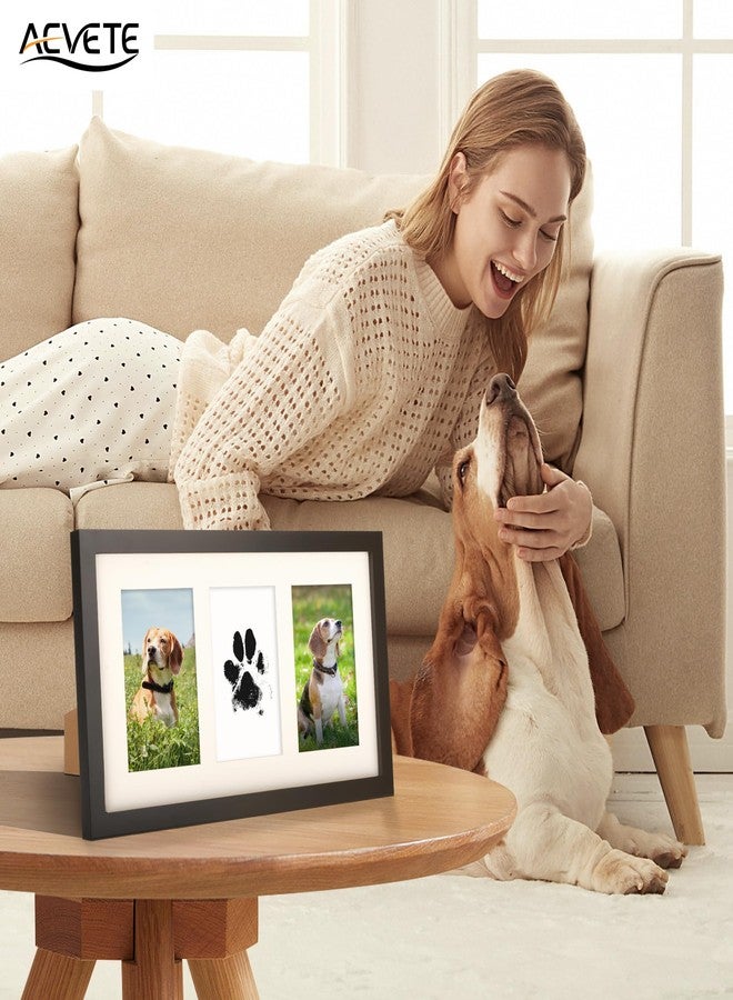 AEVETE 8x15 Pet Paw Print Picture Frame Inkless Kit Wooden Pet Memorial Gifts for Tabletop or Wall Display Three 4x6 Photos Black - Image 4