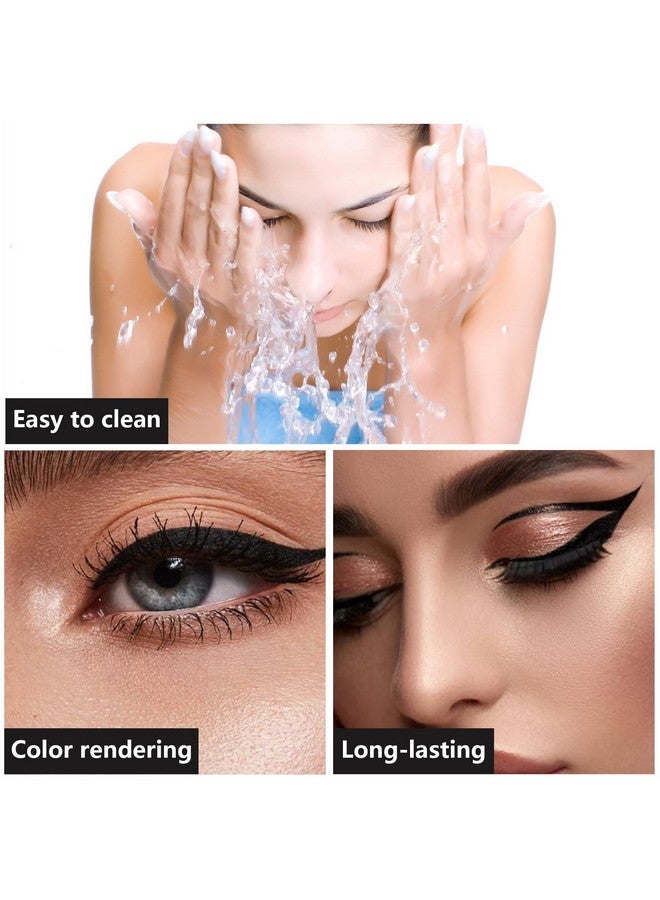 كيو اي يو اف اس اس اي 5 قطع من قلم تحديد العيون السائل ذو الرأس المزدوج، قلم تحديد العيون المجنح للنساء، أسود طويل الأمد، Delineador De Ojos (قلب/زهرة/نجمة/فراشة/مخروط) شكل ختم تحديد العيون - Image 4